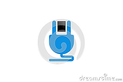 blue black plugin electric icon Vector Illustration