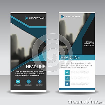 Blue black roll up business brochure flyer banner design , cover presentation abstract geometric background, modern publication Vector Illustration