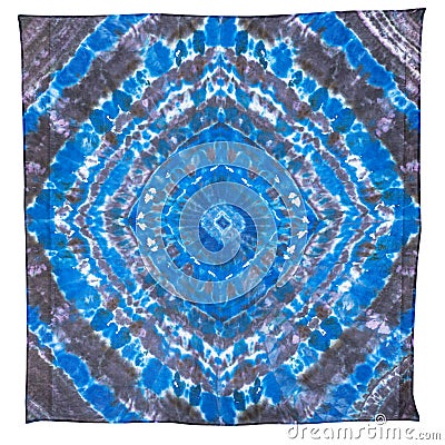 Blue and black silk scarf with abstract pattern Stock Photo