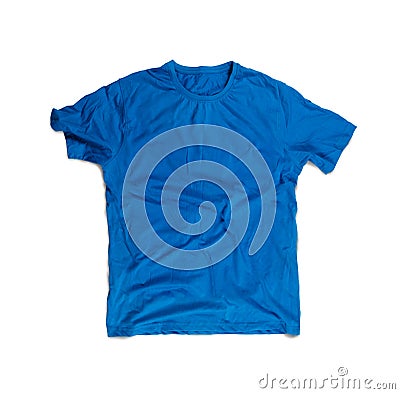 Blue Blank T-shirt for Mockup Isolated on White Stock Photo