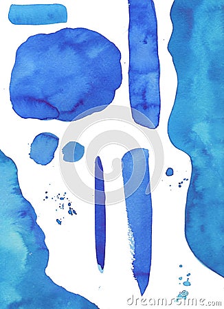 Blue Bleeding Watercolor Painted Background Texture Vector Illustration