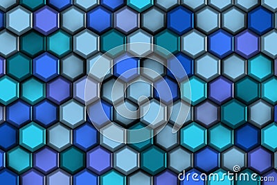 Blue and blue hexagons. Stock Photo