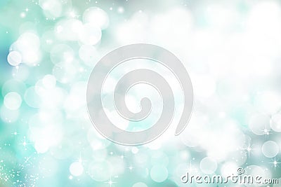 Blue blurred bokeh background,white circles, glitter Stock Photo