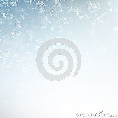 Blue blurred winter banner with snow flakes. EPS 10 Vector Illustration