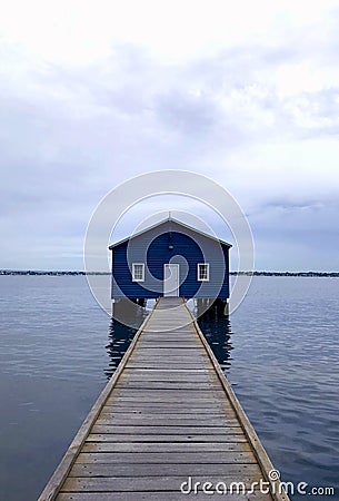Blue Boat House - Crawley Edge Boat Shed Editorial Stock Photo