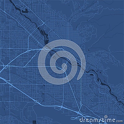 Blue Boise map, Idaho, detailed municipality map. skyline panorama. Decorative graphic tourist map of Boise territory. Vector Vector Illustration