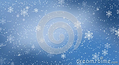 Blue bokeh background with snowflakes. Stock Photo