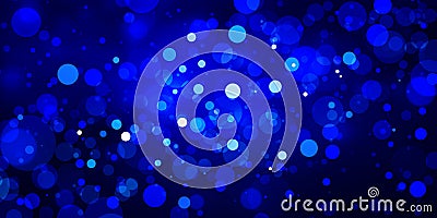 Blue bokeh lights in blurred background design with black shadows and white shining circles, glitter or sparkle Stock Photo