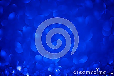 Blue Bokeh round shape Background. Greeting card 8 March Women day with Bright glitter Lights for Valentine`s Day, Mother`s day. Stock Photo