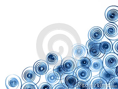 Blue border on white background. Abstract frame, violet circles, quilling craft, handmade festive decoration with paper circles Stock Photo