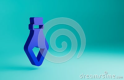 Blue Bottle with potion icon isolated on blue background. Flask with magic potion. Happy Halloween party. Minimalism Cartoon Illustration