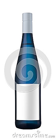 Blue bottle of wine with blank label Stock Photo