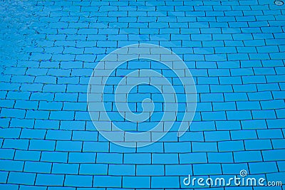 blue bottom of the pool. Pool water top view, rectangular pool tile Stock Photo