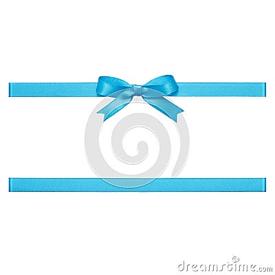 Blue bow made of satin ribbon Stock Photo