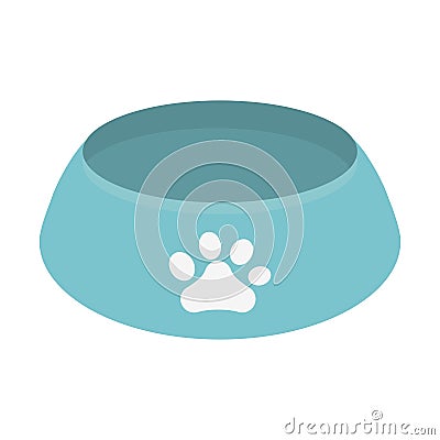 blue bowl food dog paw print Cartoon Illustration