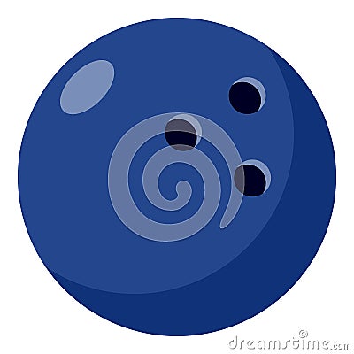 Blue Bowling Ball Flat Icon Isolated on White Vector Illustration