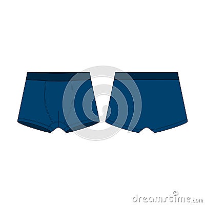 Blue boxers knickers underwear for boys isolated on white background. Vector Illustration