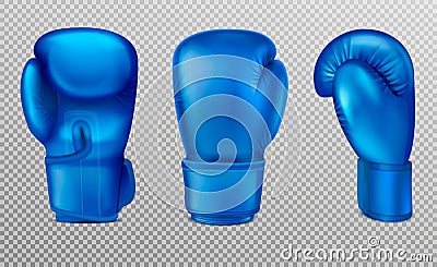 Blue Boxing Gloves Set Vector Illustration