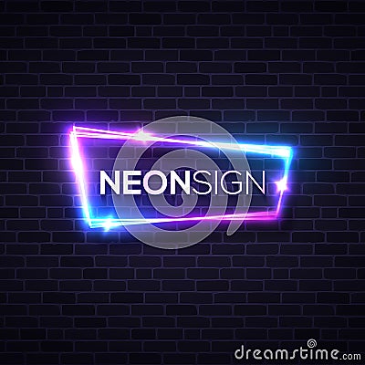 Blue brick neon background Rave music party design Vector Illustration