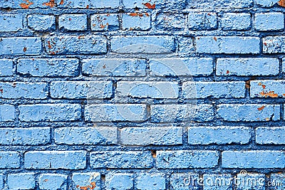 Blue Brick Wall with peeling paint background texture Stock Photo