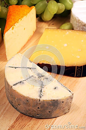 Blue Brie cheeseboard Stock Photo