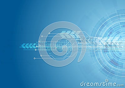 Blue bright hi-tech circuit board background Vector Illustration