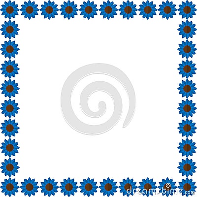 Blue bright square flower frame, isolated, vector illustration Vector Illustration
