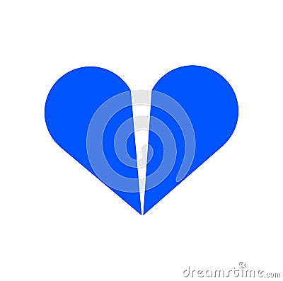 A blue broken heart vector icon. Single cracked blue heart Vector Illustration