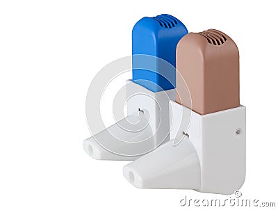 Blue and Brown Asthma Inhalers Stock Photo