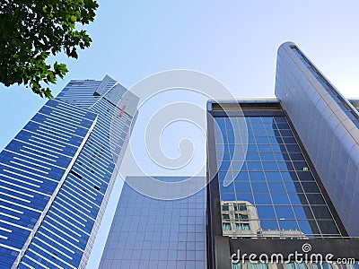 Blue buildings opposite a blue sky Editorial Stock Photo
