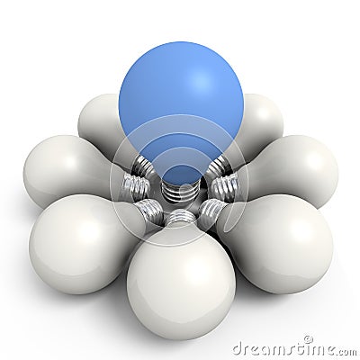 Blue bulb in a white group Stock Photo