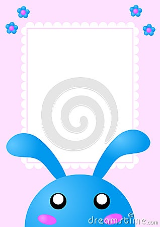 Blue Bunny Invitation Card Stock Photo