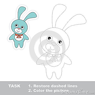 Blue Bunny to be traced. Vector trace game. Vector Illustration