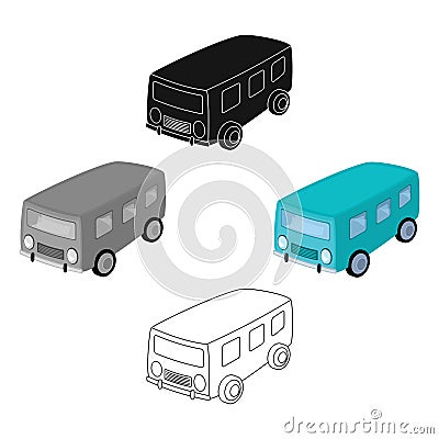 Blue bus for the transportation of a small number of people around the city and the village.Transport single icon in Vector Illustration