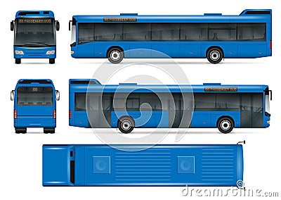 Blue bus vector mockup Vector Illustration