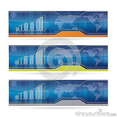 Blue business banner set Vector Illustration