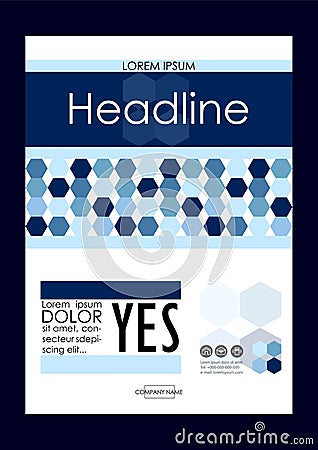 Blue A4 Business Book Cover Design Template. Good for Portfolio, Brochure, Annual Report, Flyer, Magazine, Academic Journal, Webs Vector Illustration