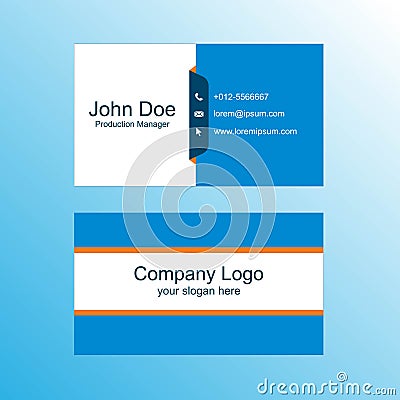 Blue Business card, Blue professional visiting card for the Company Vector Illustration