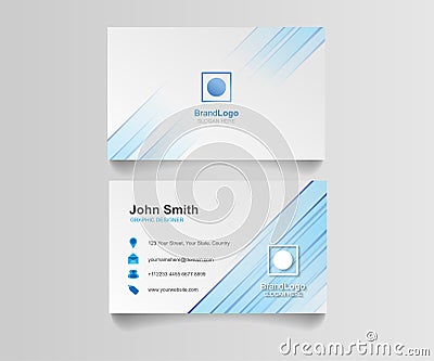 Blue business card template illustration design. Identity vector corporate blank Vector Illustration