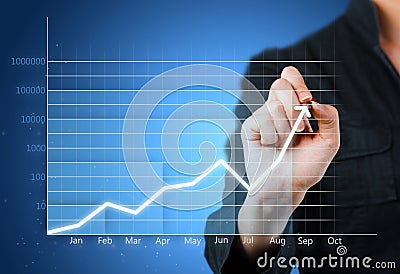 Blue business graph showing growth Stock Photo
