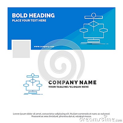 Blue Business Logo Template for Algorithm, chart, data, diagram, flow. Facebook Timeline Banner Design. vector web banner Vector Illustration