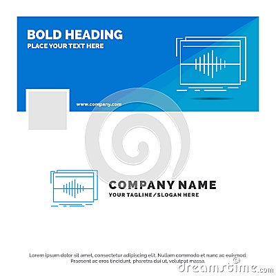Blue Business Logo Template for Audio, frequency, hertz, sequence, wave. Facebook Timeline Banner Design. vector web banner Vector Illustration