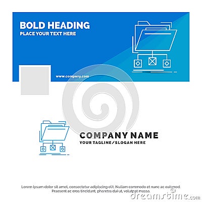 Blue Business Logo Template for backup, data, files, folder, network. Facebook Timeline Banner Design. vector web banner Vector Illustration