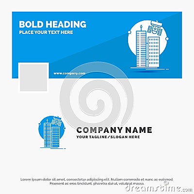 Blue Business Logo Template for building, smart city, technology, satellite, corporation. Facebook Timeline Banner Design. vector Vector Illustration
