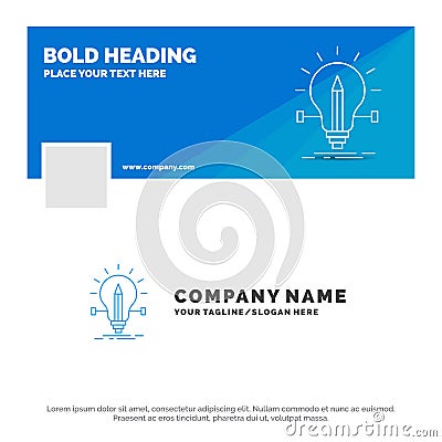 Blue Business Logo Template for bulb, creative, solution, light, pencil. Facebook Timeline Banner Design. vector web banner Vector Illustration