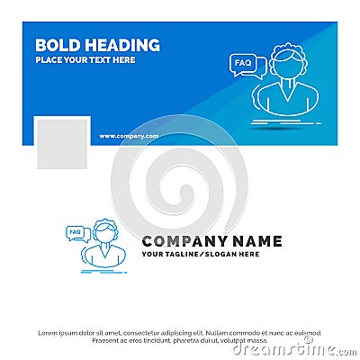 Blue Business Logo Template for FAQ, Assistance, call, consultation, help. Facebook Timeline Banner Design. vector web banner Vector Illustration