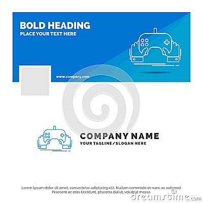 Blue Business Logo Template for game, gaming, mobile, entertainment, app. Facebook Timeline Banner Design. vector web banner Vector Illustration