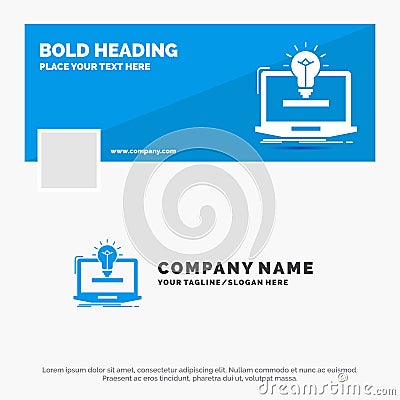 Blue Business Logo Template for laptop, solution, idea, bulb, solution. Facebook Timeline Banner Design. vector web banner Vector Illustration