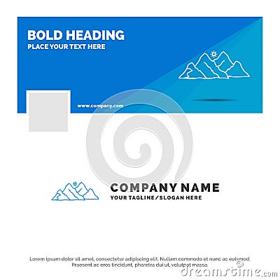 Blue Business Logo Template for mountain, landscape, hill, nature, scene. Facebook Timeline Banner Design. vector web banner Vector Illustration