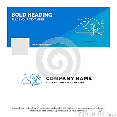 Blue Business Logo Template for mountain, landscape, hill, nature, tree. Facebook Timeline Banner Design. vector web banner Vector Illustration